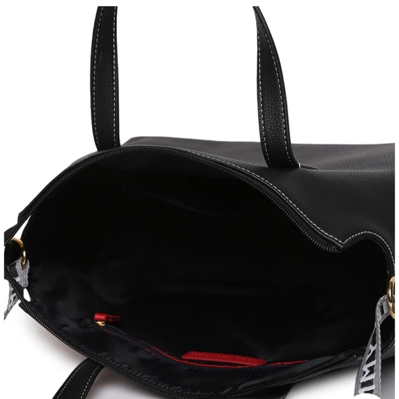 NEW Tommy Hilfiger Women's Gina II Convertible Top Zip Satchel Peb - Bag - Black - Picture 8 of 10